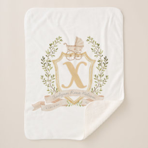 Baby Carriage Monogram "X" Nursery  Sherpa Blanket