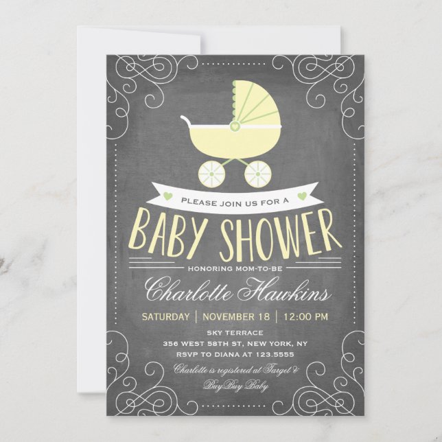 Baby Carriage | Neutral Baby Shower Invitation (Front)