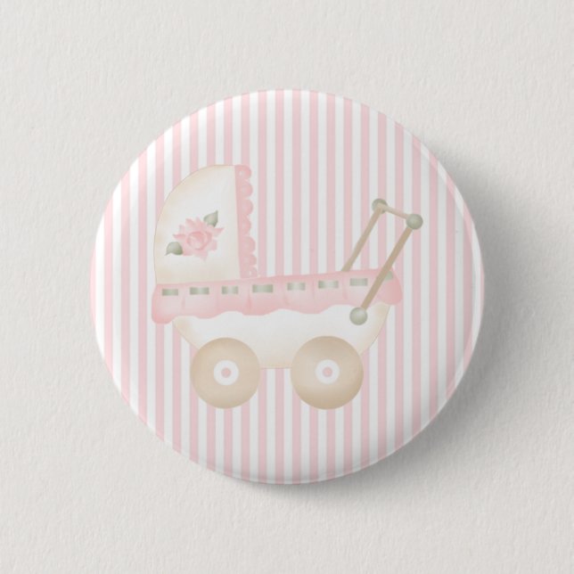 Baby Carriage Pink 6 Cm Round Badge (Front)
