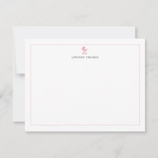 Baby Carriage Pink Border Personalised Stationery Card