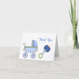 Baby Carriage & Rattle Baby Thank You Card