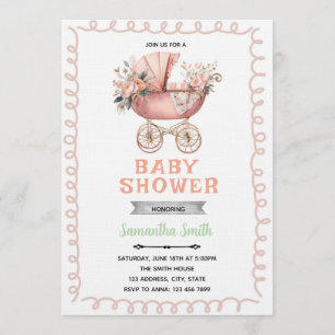 Baby carriage shower invitation