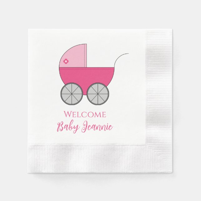 Baby Carriage Shower Party Napkins (Front)
