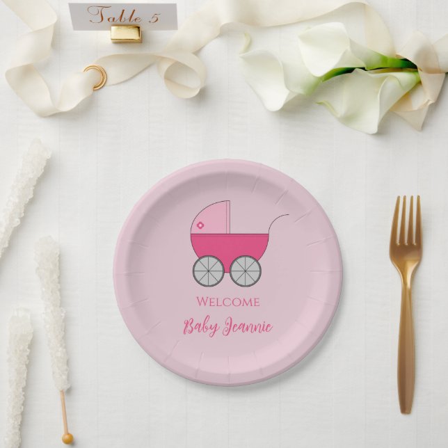 Baby Carriage Shower Party Paper Plates (Wedding)