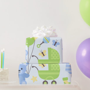 Baby Carrier- Boy Baby Shower Wrapping Paper