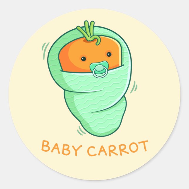 Baby Carrot Pun Classic Round Sticker (Front)