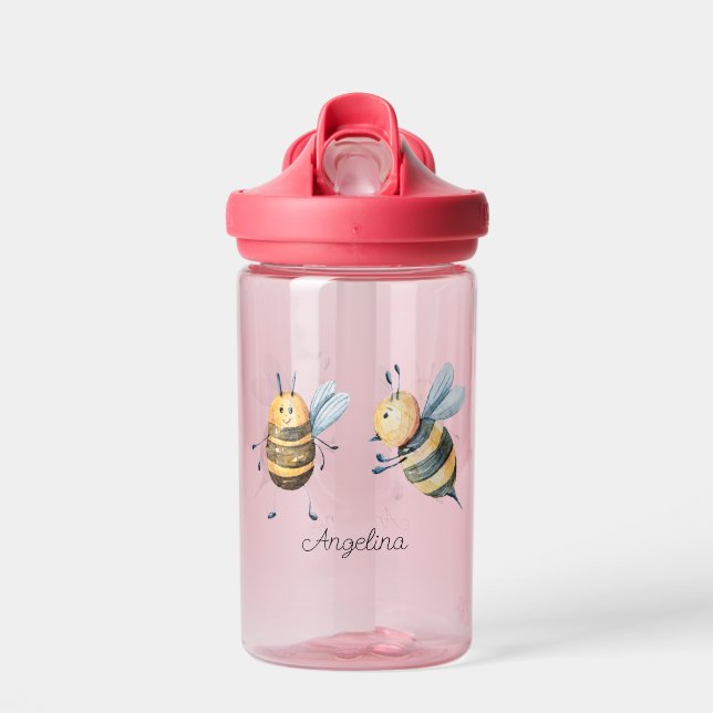 Baby Cartoon Bees Personalised  Water Bottle (Front)