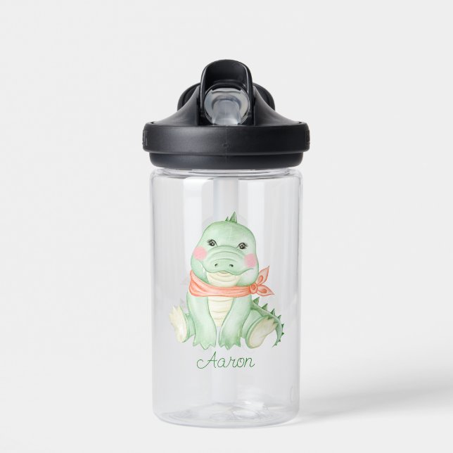 Baby Cartoon Dinosaur Personalised   Water Bottle (Front)