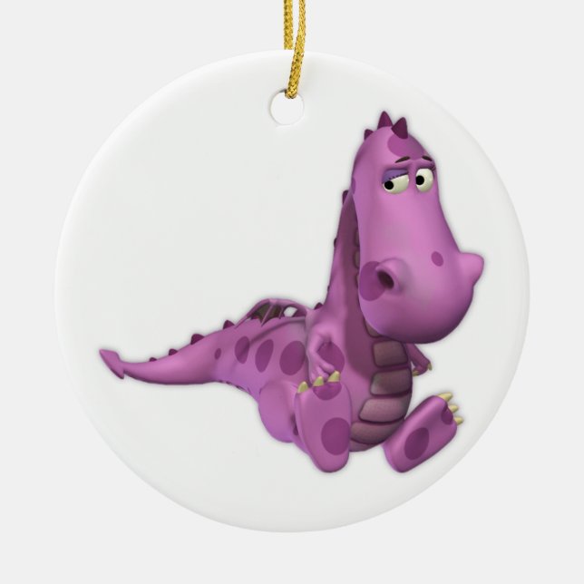 Baby Cartoon Dragons: Smoky Ceramic Tree Decoration (Front)