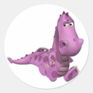 Baby Cartoon Dragons: Smoky Classic Round Sticker