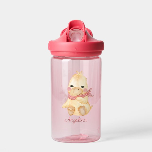 Baby Cartoon Duck Personalised Water Bottle (Front)