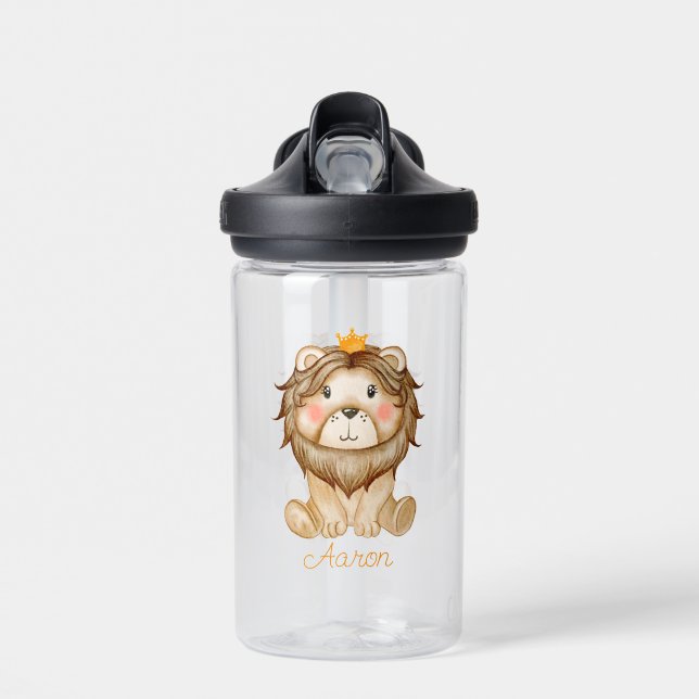 Baby Cartoon Lion Personalised  Water Bottle (Front)