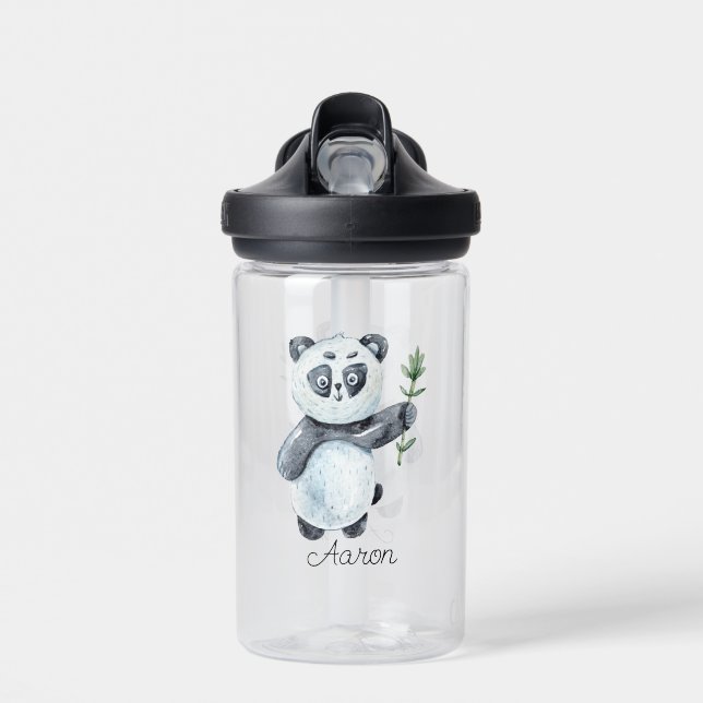 Baby Cartoon Panda Bear Personalised Water Bottle (Front)