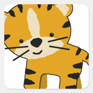 Baby Cartoon Tiger Boy Square Sticker