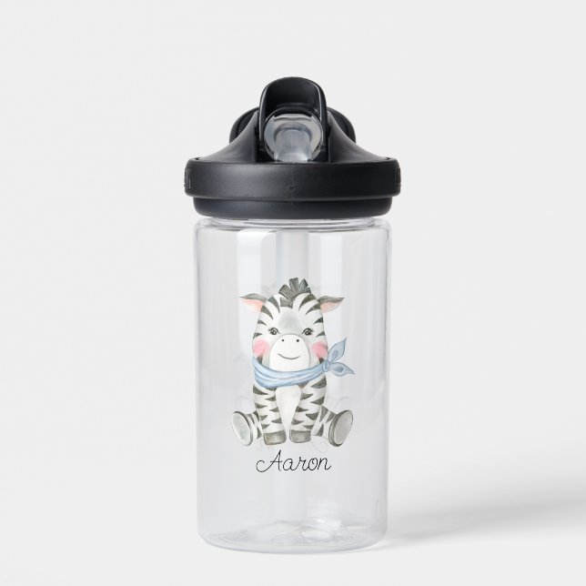 Baby Cartoon Zebra Personalised   Water Bottle (Front)