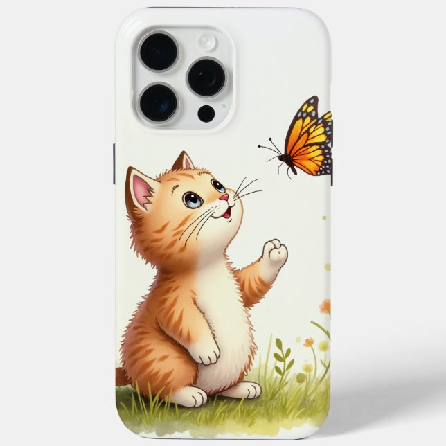 Baby cat and butterfly Case-Mate iPhone case (Back)