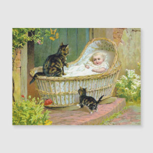 Baby, cat and kitten postcard