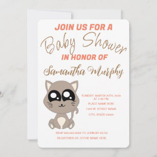 Baby Cat   Baby Shower Invitation
