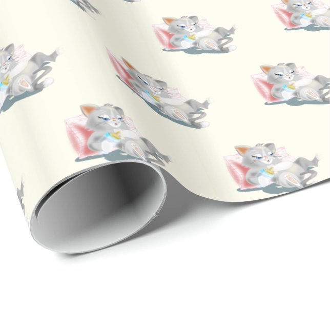 Baby Cat Funny Wrapping Paper (Roll Corner)