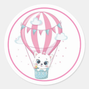 Baby cat in a pink Balloon Classic Round Sticker