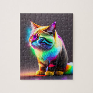 Baby Cat With Neon Lights, Cat Jigsaw Puzzle