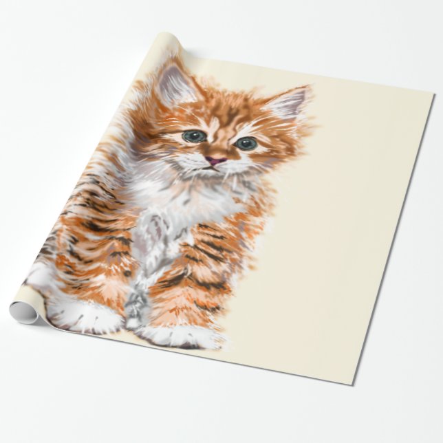 Baby cat Wrapping Paper - Your Colours - Text (Unrolled)