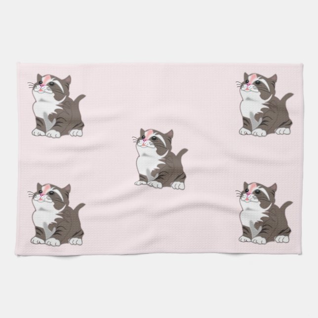 Baby Cats Kitchen Towel Pink - Choose Color (Horizontal)