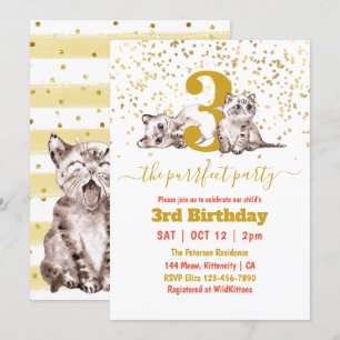 Baby Cats Perfect Party Child's Birthday Invitatio Invitation