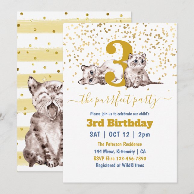 Baby Cats Perfect Party Child's Birthday  Invitation (Front/Back)