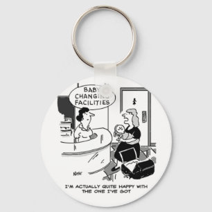 Baby Changing Facilities at a Store. Funny Cartoon Key Ring