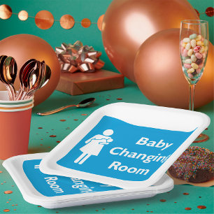 Baby Changing Room Sign with Parent and Infant  Paper Plate