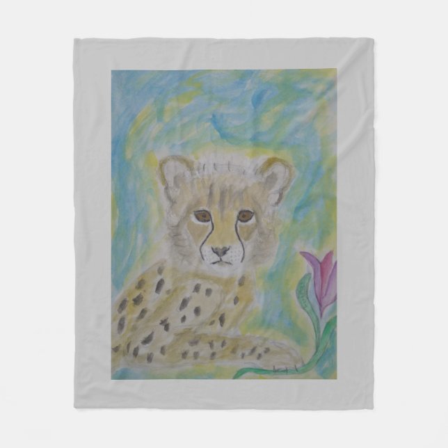 baby cheetah throw fleece blanket (Front)