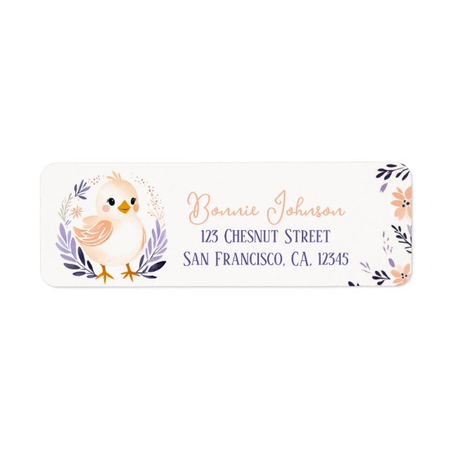 Baby Chick Boho Peach Lavender Floral Design -  (Front)