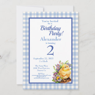 Baby Chick Boys Blue Birthday Party Invitation