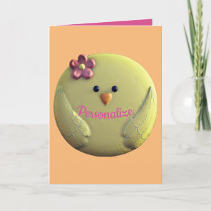Baby chick cute yellow and pink card