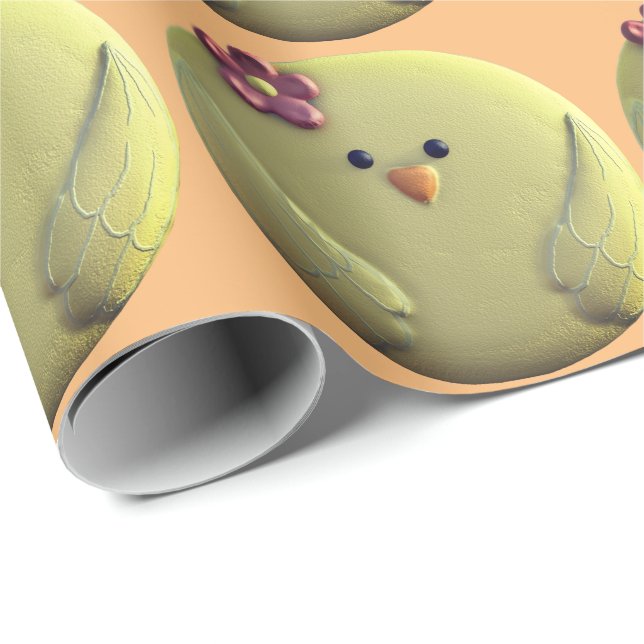 Baby chick cute yellow and pink chicken girly wrapping paper (Roll Corner)