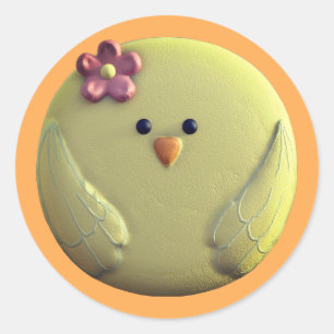 Baby chick cute yellow pink chicken classic round sticker