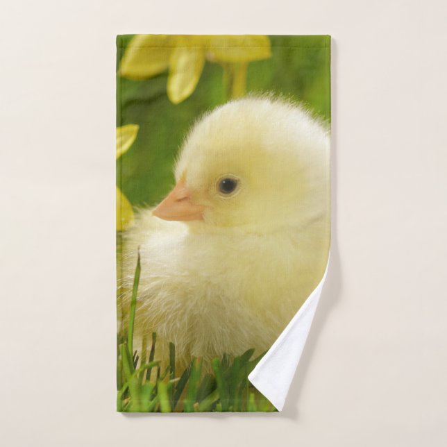 baby chick in daffodils hand towel (Hand Towel)