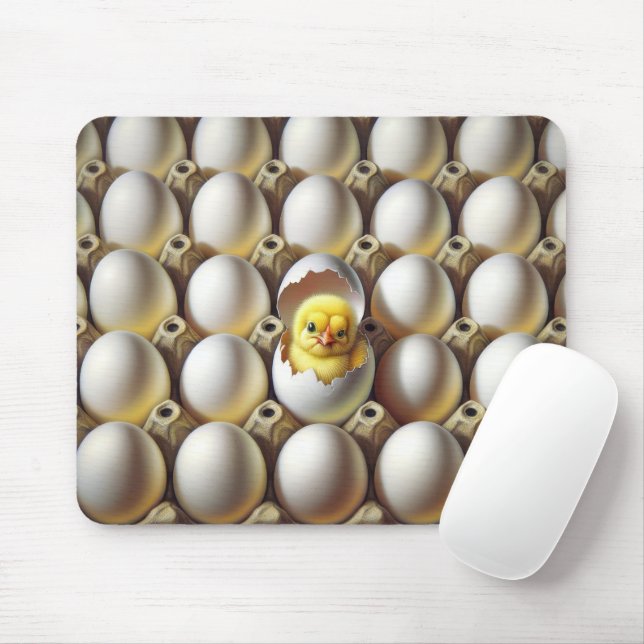 Baby Chick In Egg Carton Mouse Mat (With Mouse)