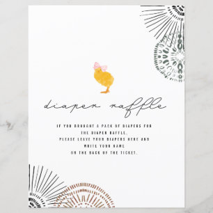 Baby Chick Pink Bow Baby Shower Diaper Raffle Pede