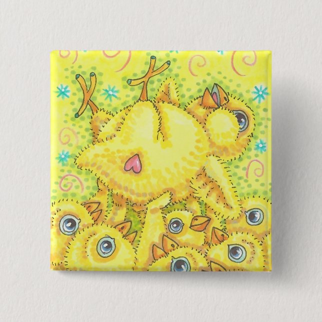 BABY CHICK ROCK & ROLL SPRING MOSH PIT BUTTON Squ (Front)