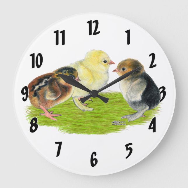 Baby Chick Trio Large Clock (Front)