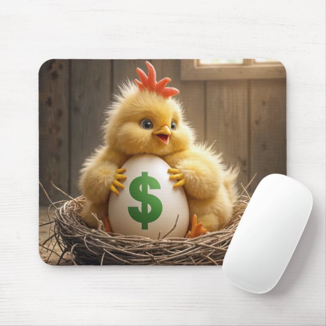 Baby Chick With an Expensive Egg Mouse Mat (With Mouse)