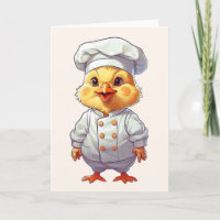 Baby Chicken Chef Illustration Blank Greeting