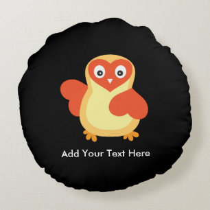 Baby Chicken - Cute Cartoon with Custom Text Round Cushion