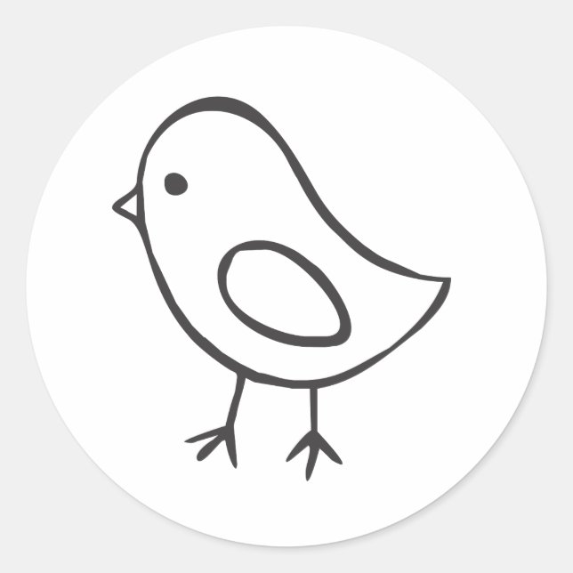 Baby Chicken in Black and White Sketch Classic Round Sticker (Front)