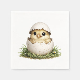 Baby chicken in egg shell napkin