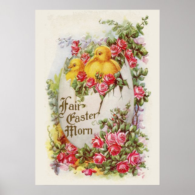 Baby Chicks and Roses Easter Poster (Front)