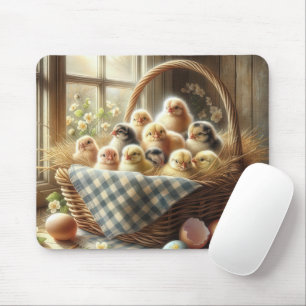 Baby Chicks In a Wicker Basket Mouse Mat