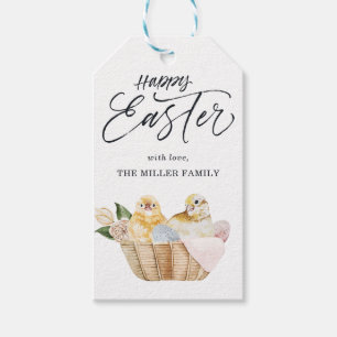 Baby Chicks & Nest Happy Easter Gift Tags